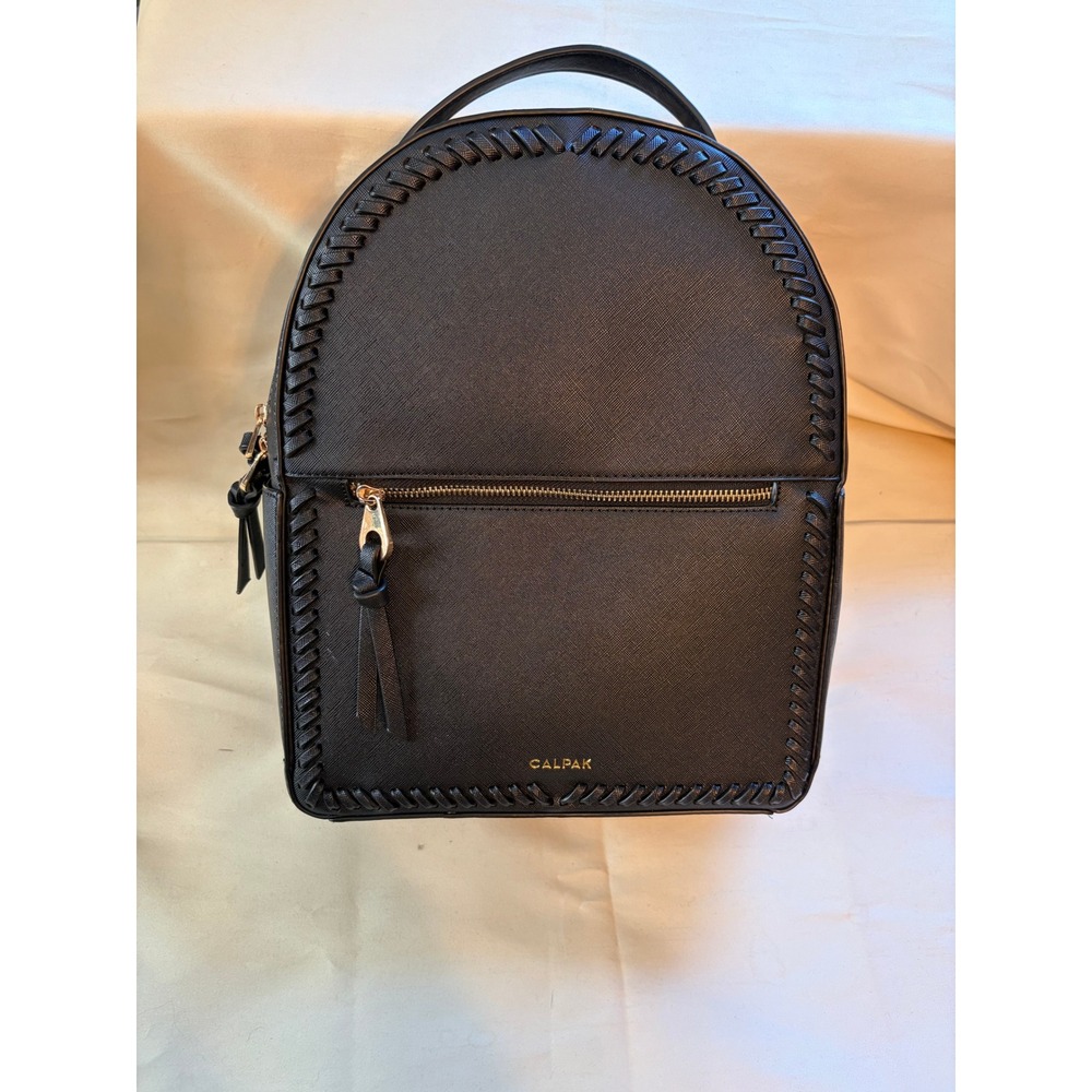 CALPAK Kaya Backpack Women OS Black Saffiano Whipstitch Vegan Leather Travel Bag